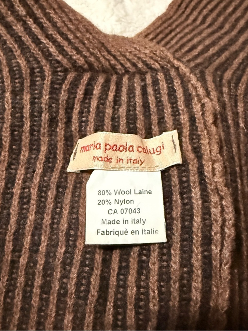 Maria Paola Calugi Ribbed Brown Knit Wrap Poncho Italy - Picture 6 of 6